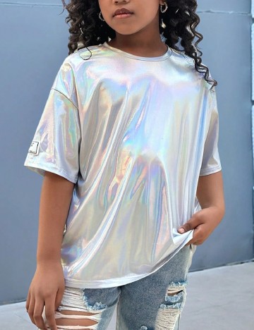 Tricou Shein Kids, argintiu