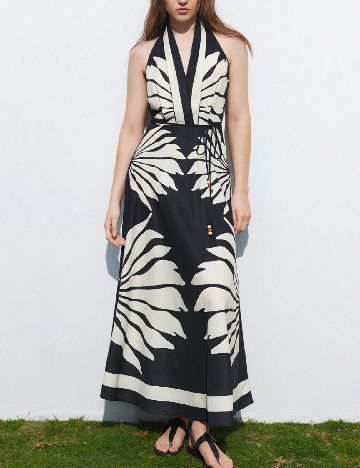 Rochie lunga SHEIN, crem/negru