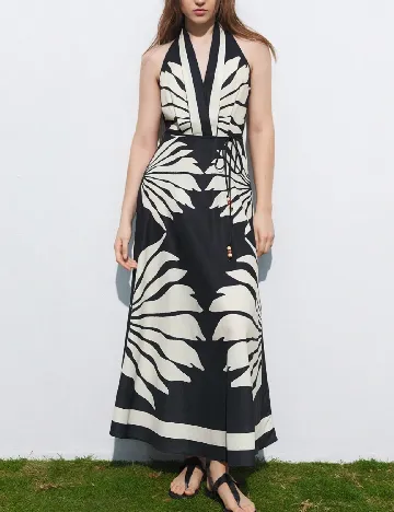 Rochie lunga SHEIN, crem/negru