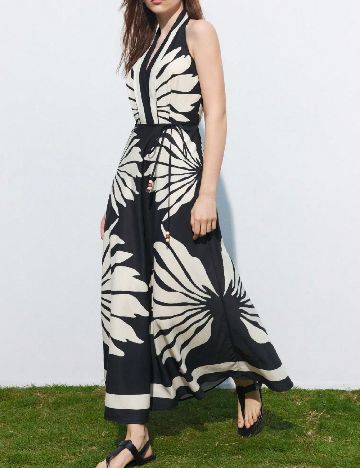 Rochie lunga SHEIN, crem/negru