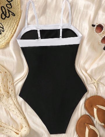 Costum de baie Shein Kids, alb/negru