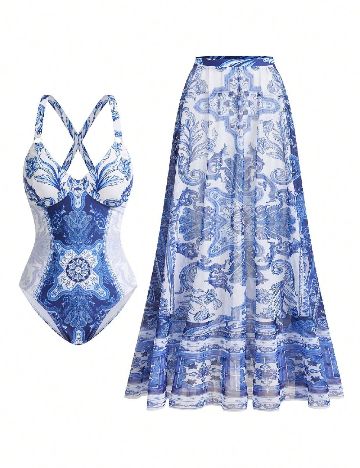 Costum de baie SHEIN, albastru