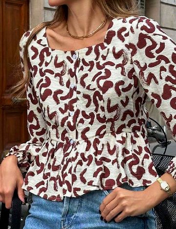 Bluza SHEIN, crem/maro