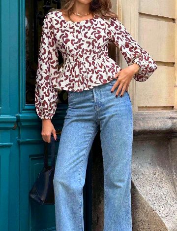 Bluza SHEIN, crem/maro