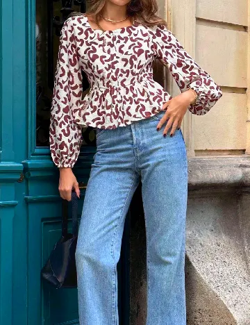 Bluza SHEIN, crem/maro