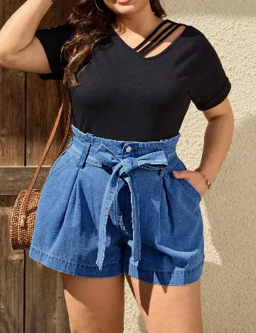 Pantaloni scurti SHEIN CURVE, albastru