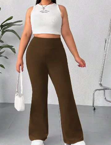 Pantaloni SHEIN CURVE, maro