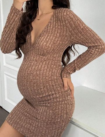 Rochie scurta SHEIN Maternity, maro