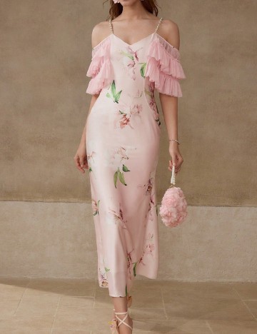 Rochie lunga MOTF, roz