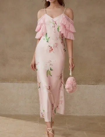 Rochie lunga MOTF, roz
