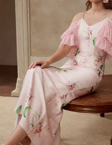 Rochie lunga MOTF, roz