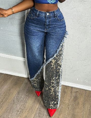 Blugi SHEIN, animal print/albastru