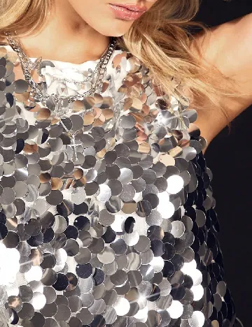 Top SHEIN, argintiu/alb