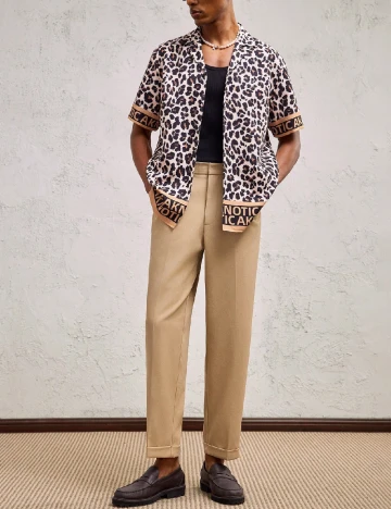 Pantaloni AKNOTIC, maro deschis