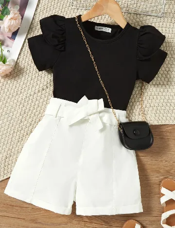 Compleu Shein Kids, alb/negru