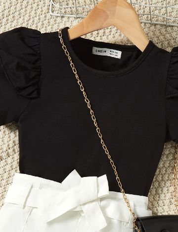 Compleu Shein Kids, alb/negru