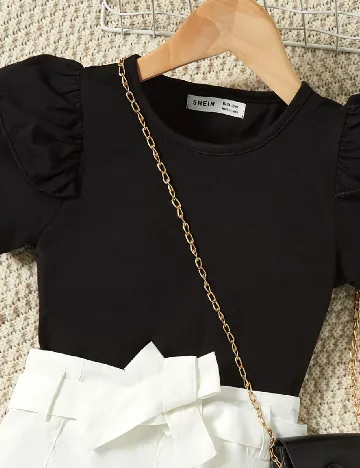 Compleu Shein Kids, alb/negru