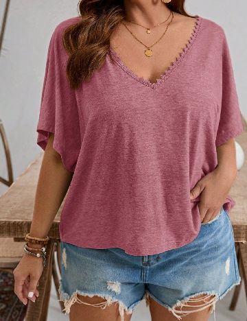 Bluza SHEIN CURVE, roz pudra