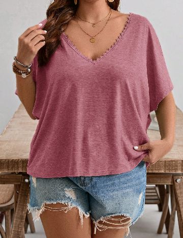 Bluza SHEIN CURVE, roz pudra