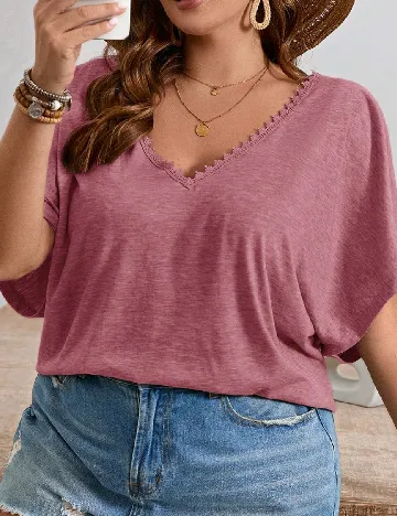 Bluza SHEIN CURVE, roz pudra