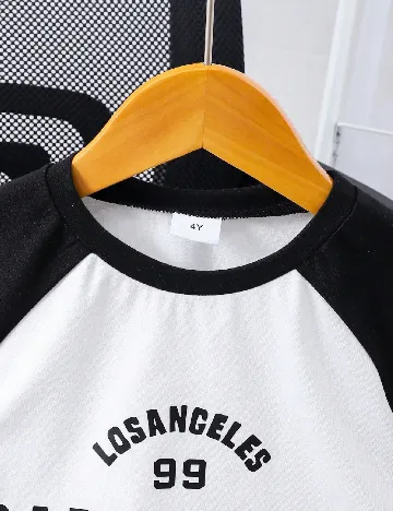 Tricou Shein Kids, alb/negru