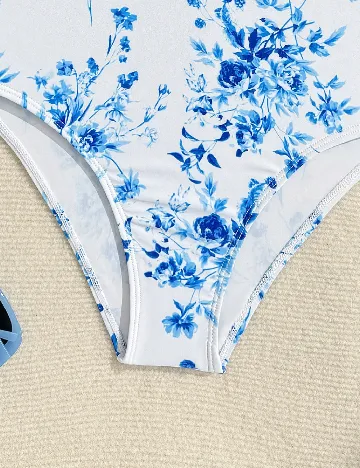 Costum de baie Shein Kids, alb/albastru