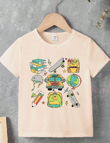 Tricou Shein Kids, crem