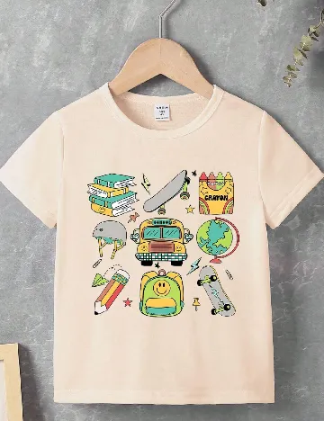 Tricou Shein Kids, crem