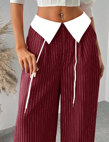 Pantaloni SHEIN CURVE, visiniu/alb