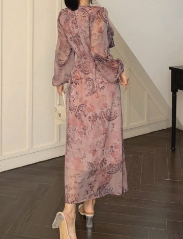 Rochie medie Dazy, roz pudra inchis