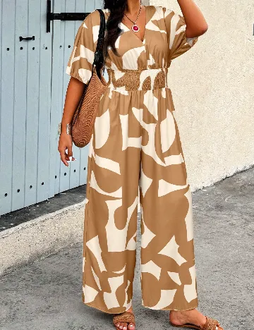 Salopeta SHEIN CURVE, maro/crem