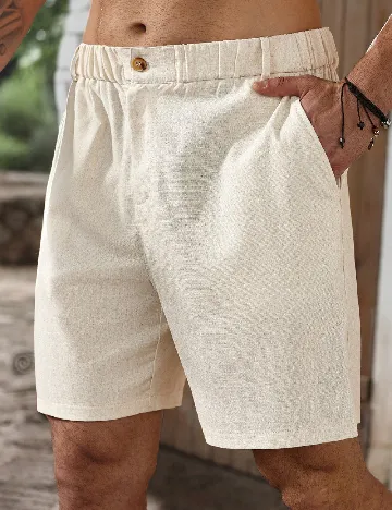 Pantaloni scurti SHEIN Plus Size Men, crem