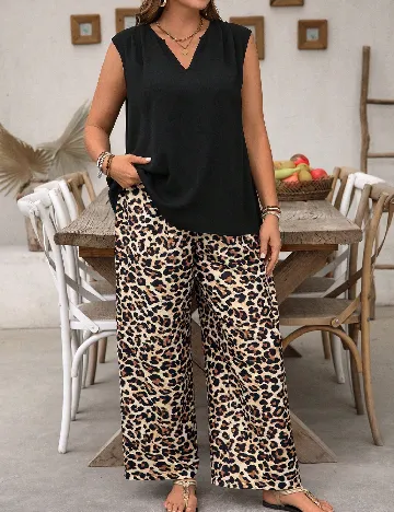 Compleu SHEIN CURVE, negru/animal print