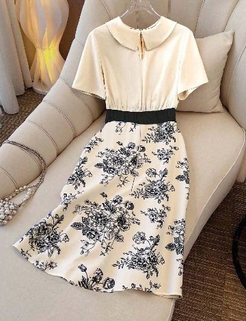 Rochie scurta SHEIN, ecru/negru