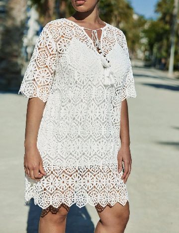 Rochie de plaja SHEIN CURVE, alb