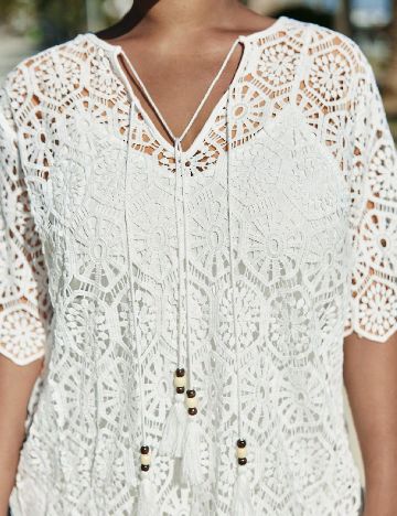 Rochie de plaja SHEIN CURVE, alb