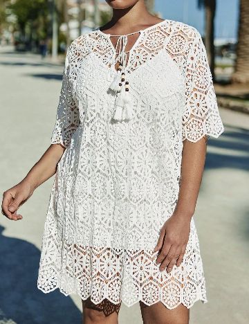 Rochie de plaja SHEIN CURVE, alb