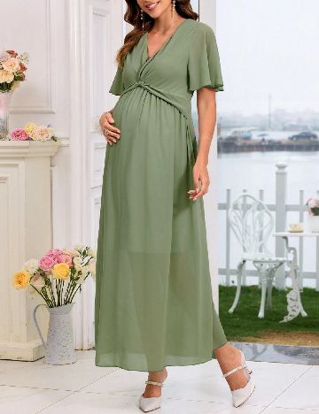 Rochie lunga SHEIN Maternity, verde