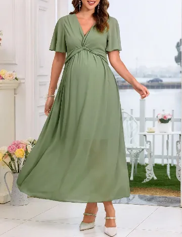 Rochie lunga SHEIN Maternity, verde