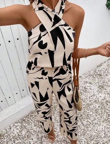 Salopeta SHEIN, bej/negru