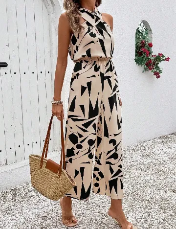 Salopeta SHEIN, bej/negru