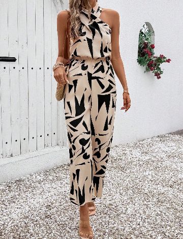 Salopeta SHEIN, bej/negru