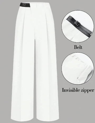 Pantaloni SHEIN CURVE, alb