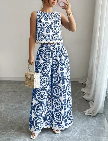 Compleu SHEIN, albastru/alb