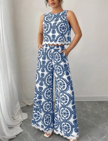 Compleu SHEIN, albastru/alb