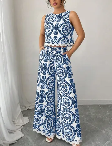 Compleu SHEIN, albastru/alb