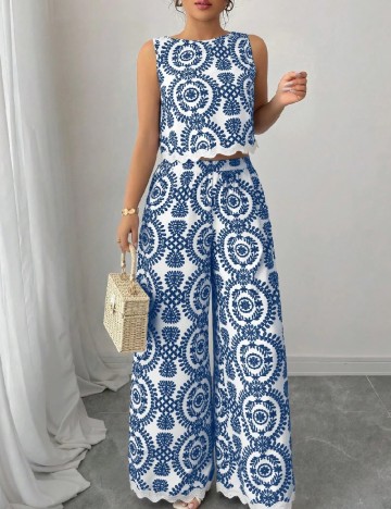 Compleu SHEIN, albastru/alb