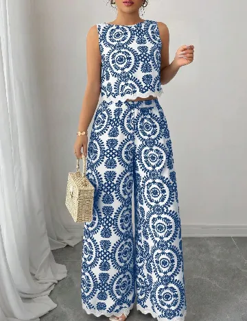 Compleu SHEIN, albastru/alb