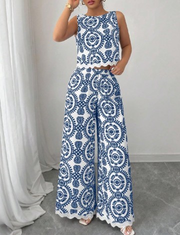 Compleu SHEIN, albastru/alb