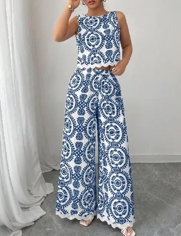 Compleu SHEIN, albastru/alb